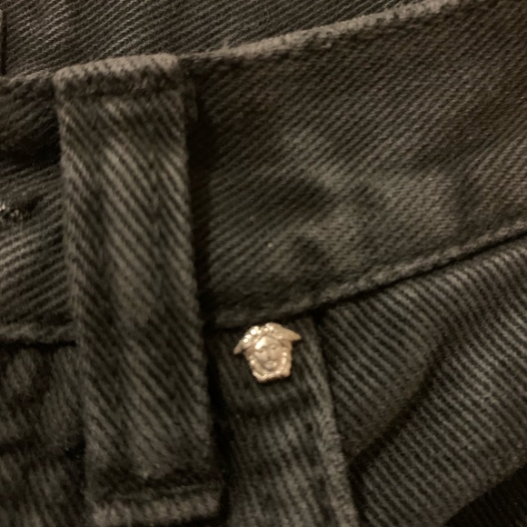 Versace High Waist Straight Leg Black Denim Jeans - Picture 2 of 15